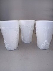 Milk Glass Harvest Grape And Leaf Drinking Glasses- 3pcs