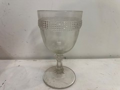 EAPG Clear Glass Water Goblet with Double Ribbon Decoration