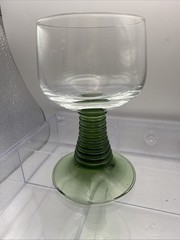 Vintage German Roemer Green Beehive Stem Wine Glasses Crystal (Set of 2) 4.25”