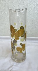6 Piece Set Of Vintage Culver Cocktail Footed Glass Set 22K Gold Butterfly RARE