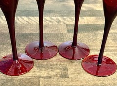 Vintage Ruby Red Art Glass Wine Goblet Long Stem 8.5” 7 oz Replacement 7 Avail