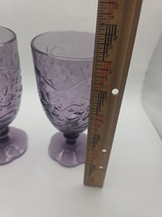 Princess House Fantasia Amethyst Goblet Glasses Set Of 2 Purple Floral Embossed