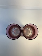 Pair of Tiffin-Franciscan King’s Crown Cranberry Drinking Glasses