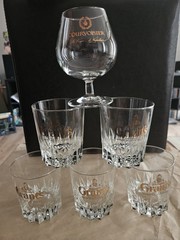 Set Of 5 Grant’s Tumblers And Single Courvoiser Snifter. Pre-owned Never Used.