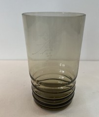 Smoky Gray With Etched Grapes Juice Glass (4 1/4 Inch Tall)