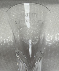 REED & BARTON PAIR LEAD CRYSTAL CHAMPAGNE FLUTES – 2 PC SET – NEW OPEN BOX