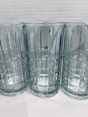 Vtg Anchor Hocking Manchester Tartan Plaid Glasses Tumblers Clear Highball 16oz