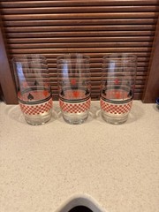 Vintage MCM Casino Card Suit 16 Oz Glasses Qty 3