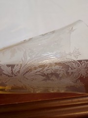 Set 4 HTF Tiffin Glass LA FLEURE Elegant MADARIN YELLOW Etched ICED TEA TUMBLERS