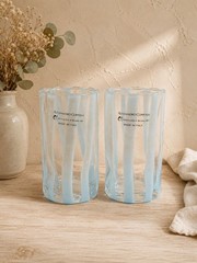 Alessandro Coppola Murano Glass Tumblers Set of 2 Blue Hand Blown Italy New