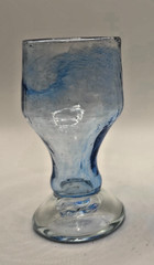 Hand Blown Studio Art Glass Goblets Set of 2 Blue Green Swirl Signed