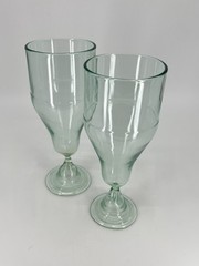 2 Antique handblown rum runner glasses Pale green 1930s Barware 7.25″H Vintage