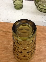 Set of 3 Vintage Imperial Glass Provincial Green Thumbprint Juice Tumblers 6In.
