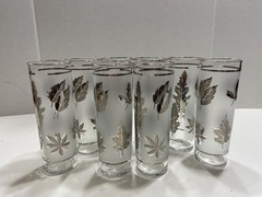8 Libbey Silver Foliage Leaf Hostess Set Glasses – New without Box 7″ – 13.5 oz