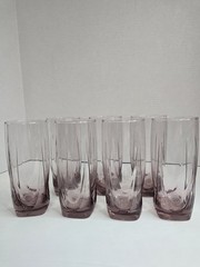 Set Of Seven Vintage Libbey Imperial Plum Tumbler Glasses Retro Great Condition