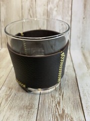 Rustic Handmade LEATHER encased drink Whiskey Glass Brown