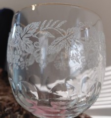 Vintage Bartlett-Collins Grape and Leaf Thumbprint Glass Water Goblet