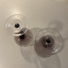 Pier 1 Purple Crackle 12 fl oz Wine Glasses Hand Blown 8 7/8″ set 2 Discontinued