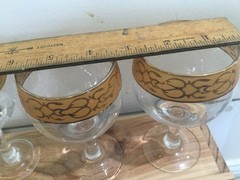 4 CIRCLEWARE Classique WINE GLASSES GOLD Encrusted RIM CRYSTAL Wine Glass