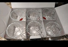 Irena Heavy Clear Crystal Glass Tea Coffee Cups Made in Poland (Set of 6),NEW!