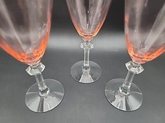 UNK4440 (Pink) by Unknown Manufacturer Pink Optic Bowl, Clear Stem & FootSet 3