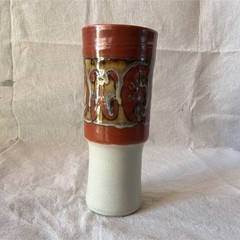 Handmade Ceramic Pottery Tumbler Glass Brown Beige Glossy 8in