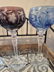 Vintage 1940’s Nachtmann «Traube» Crystal Hock Wine Glasses Set Of 4