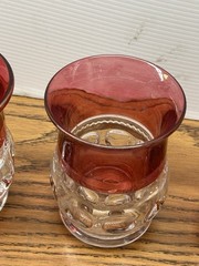 Tiffin Glass Kings Thumbprint Ruby Red Flash Flat Juice Glass Set Of 4