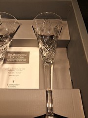 WATERFORD Crystal MILLENNIUM Series HAPPINESS Toasting Fluted Champagne Glasses