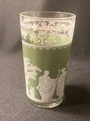 Jeanette Wedgwood Jasperware Green Greek Hellenic 10 Ounce Drink Juice Glass Ex.