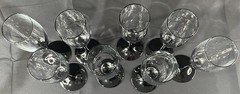 Lot of 8 Luminarc France Domino Black-Stem Champagne Flutes~Vintage
