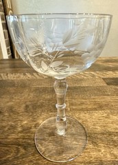 Vintage Set 10 Etched Coupe Champagne Glasses Grapes/Vines 1930 Tiffin Style