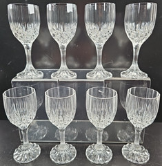(8) Cristal D’Arques Bretagne Cordial Glasses Set Vintage Small Cut Stemware Lot