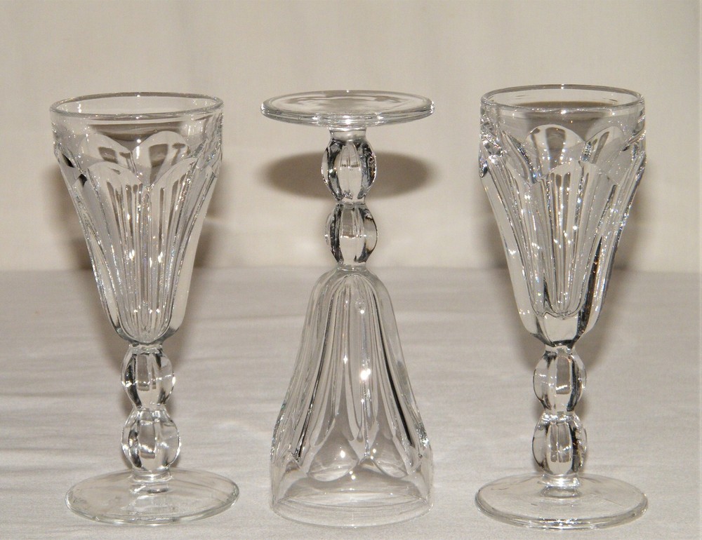 Vintage Set (3) HEISEY «COLONIAL CLEAR» SHERRY GLASSES STEMS 1899-1944 Beautiful
