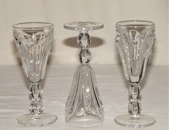 Vintage Set (3) HEISEY «COLONIAL CLEAR» SHERRY GLASSES STEMS 1899-1944 Beautiful