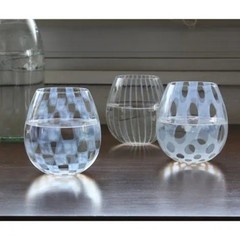 Taisho Roman Karai 350ml 3pc Glass Set Tokusa Ichimatsu Polka