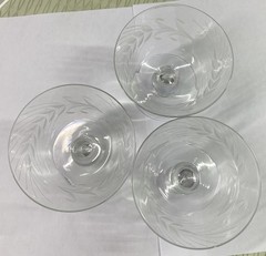 3 Vtg. Libbey Glass Wheat Design Clear Sherbet Dessert Cups Glasses 3.75” Tall
