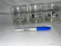 Vintage Bill Davey Set of 3 Comic Strip Rock Glasses Humorous Golf Man Cave Time