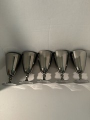 Fostoria Regal Water Goblets Set (5) Stainless Overlay 6092 Scarce