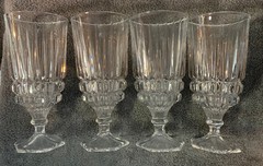 Elegant Vintage Cut Crystal Wine Glasses Beveled Water Goblet Hexagon Shape Foot