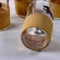 Federal Scottie Dog Juice Glasses w/ Threaded Base Set of 4 Vintage MCM