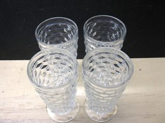 Indiana Glass Colony Whitehall Clear 4 Iced Tea Glasses Stacked Cube Design EUC