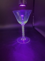 Vaseline Twisted Stem Cordial Glasses, Set 0f 4, 5″ Tall Pink Blue Green Amber