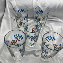 MCM Five Multicolor Grapes Tumblers Water / Juice Glasses. See pics.