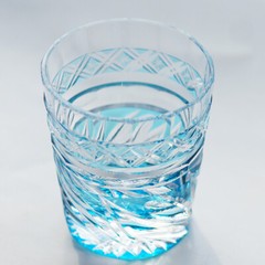 Hand Cut To Clear 200ml Sky Blue Old Fashioned Highball Whiskey Glasses Gift Box