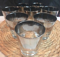 Vintage Dorothy Thorpe Silver Fade Low Ball Whiskey Glass Set Of 8