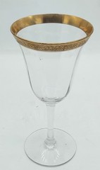 Tiffin-Franciscan Minton Optic Glass Gold Encrusted Goblet 6 & 1/2″ Tall