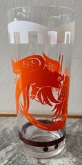Vintage Hazel Atlas Big Top Circus Orange Parrots Drinking Glass Mid Century 60s