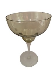 Vintage Multicolor Atomic Margarita Glasses Etched MCM 7” Set of 4 Bar Ware