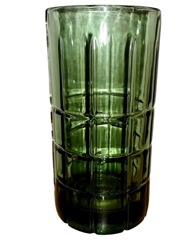 Vintage Kitchen Anchor Hocking Green Waffle Iced Tea Glass High Ball Tumbler